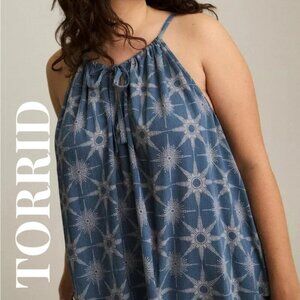 Torrid Blue Starburst Festi Halter Top sz 2 NWT